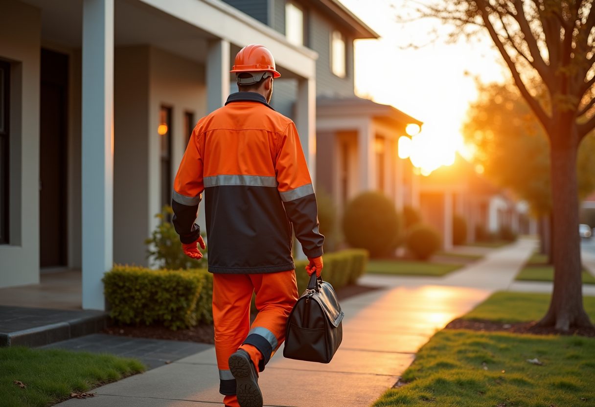 Locksmith arriving at a Sydney home at sunrise — Putney